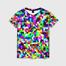 Женская футболка 3D с принтом Цветной шум в Санкт-Петербурге, 100% полиэфир ( синтетическое хлопкоподобное полотно) | прямой крой, круглый вырез горловины, длина до линии бедер | камуфляж
