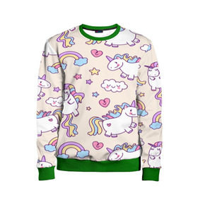 Детский свитшот 3D с принтом Радужные Единорожки в Санкт-Петербурге, 100% полиэстер | свободная посадка, прямой крой, мягкая тканевая резинка на рукавах и понизу свитшота | unicorn | белый | единорог | лошадь | облако | радуга | розовый | сердце | улыбка | фиолетовый | цвет