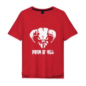 Мужская футболка хлопок Oversize с принтом Doom 4 Head Baron Of Hell в Санкт-Петербурге, 100% хлопок | свободный крой, круглый ворот, “спинка” длиннее передней части | demon | hell | дум