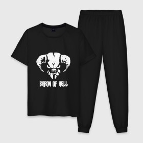 Мужская пижама хлопок с принтом Doom 4 Head Baron Of Hell в Санкт-Петербурге, 100% хлопок | брюки и футболка прямого кроя, без карманов, на брюках мягкая резинка на поясе и по низу штанин
 | demon | hell | дум