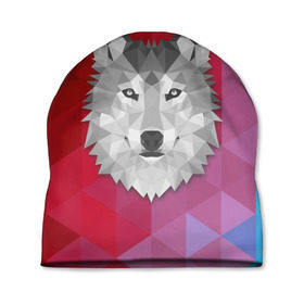 Шапка 3D с принтом Полигональный волк в Санкт-Петербурге, 100% полиэстер | универсальный размер, печать по всей поверхности изделия | волк | полигоны