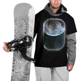 Накидка на куртку 3D с принтом Земля в иллюминаторе в Санкт-Петербурге, 100% полиэстер |  | земля | космический корабль | космос | планета