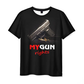 Мужская футболка 3D с принтом Мой пистолет прав. в Санкт-Петербурге, 100% полиэфир | прямой крой, круглый вырез горловины, длина до линии бедер | армия | оружие | пистолет | силовые структуры