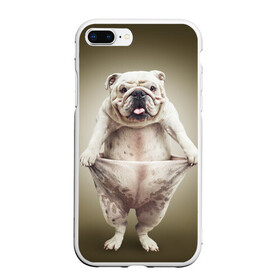 Чехол для iPhone 7Plus/8 Plus матовый с принтом Бульдог английский в Санкт-Петербурге, Силикон | Область печати: задняя сторона чехла, без боковых панелей | animals | breed | dog | english bulldog | funny | joke | pants | surrealism | бульдог английский | животное | порода | прикол | собака | сюрреализм | шутка