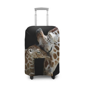Чехол для чемодана 3D с принтом Жирафы в Санкт-Петербурге, 86% полиэфир, 14% спандекс | двустороннее нанесение принта, прорези для ручек и колес | africa | animals | baby | child | family | giraffes | head | mother | африка | головы | животные | жирафы | любовь | малыш | мама | ребенок | семья