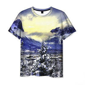 Мужская футболка 3D с принтом Сибирь в Санкт-Петербурге, 100% полиэфир | прямой крой, круглый вырез горловины, длина до линии бедер | деревья | зима | зимний | природа | север