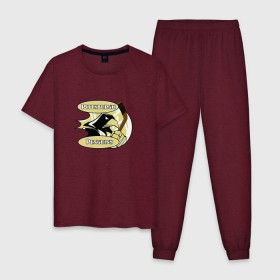 Мужская пижама хлопок с принтом Pittsburgh Penguins team в Санкт-Петербурге, 100% хлопок | брюки и футболка прямого кроя, без карманов, на брюках мягкая резинка на поясе и по низу штанин
 | спорт | хоккей