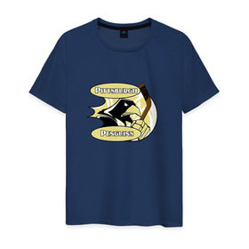 Мужская футболка хлопок с принтом Pittsburgh Penguins team в Санкт-Петербурге, 100% хлопок | прямой крой, круглый вырез горловины, длина до линии бедер, слегка спущенное плечо. | спорт | хоккей