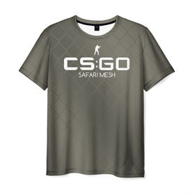 Мужская футболка 3D с принтом cs:go - Safari Mesh Style (Афр в Санкт-Петербурге, 100% полиэфир | прямой крой, круглый вырез горловины, длина до линии бедер | cs | csgo | go | mesh | safari | кс | линия | цвет