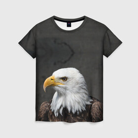 Женская футболка 3D с принтом Орел 3 в Санкт-Петербурге, 100% полиэфир ( синтетическое хлопкоподобное полотно) | прямой крой, круглый вырез горловины, длина до линии бедер | орел | птица | ястреб