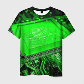 Мужская футболка 3D с принтом Процессор в Санкт-Петербурге, 100% полиэфир | прямой крой, круглый вырез горловины, длина до линии бедер | 