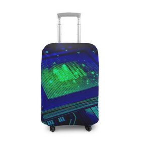 Чехол для чемодана 3D с принтом Процессор в Санкт-Петербурге, 86% полиэфир, 14% спандекс | двустороннее нанесение принта, прорези для ручек и колес | ит | компьютер | микросхема | пк | процессор