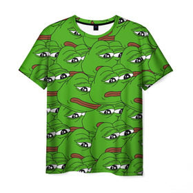 Мужская футболка 3D с принтом Sad frogs в Санкт-Петербурге, 100% полиэфир | прямой крой, круглый вырез горловины, длина до линии бедер | frog | грустная | жаба | мем | мемы