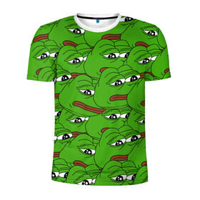 Мужская футболка 3D спортивная с принтом Sad frogs в Санкт-Петербурге, 100% полиэстер с улучшенными характеристиками | приталенный силуэт, круглая горловина, широкие плечи, сужается к линии бедра | frog | грустная | жаба | мем | мемы