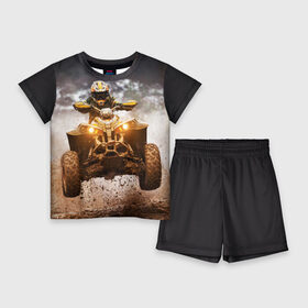 Детский костюм с шортами 3D с принтом Квадроцикл в Санкт-Петербурге,  |  | гонки | гонщик | грязь | квадроцикл | колеса | мотоцикл