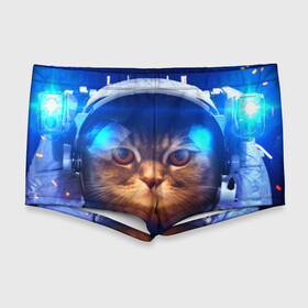 Мужские купальные плавки 3D с принтом Кот космонавт в Санкт-Петербурге, Полиэстер 85%, Спандекс 15% |  | Тематика изображения на принте: кот | кошка | скафандр