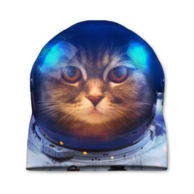 Шапка 3D с принтом Кот космонавт в Санкт-Петербурге, 100% полиэстер | универсальный размер, печать по всей поверхности изделия | Тематика изображения на принте: кот | кошка | скафандр