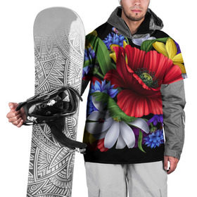 Накидка на куртку 3D с принтом Композиция цветов в Санкт-Петербурге, 100% полиэстер |  | композиция | мак | ромашки | цветы