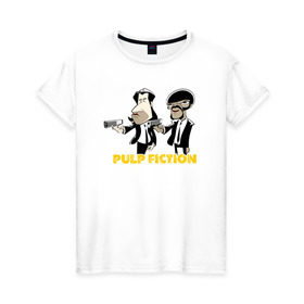 Женская футболка хлопок с принтом Pulp Fiction в Санкт-Петербурге, 100% хлопок | прямой крой, круглый вырез горловины, длина до линии бедер, слегка спущенное плечо | pulp fiction | кино | о.м.с.к. | тарантино