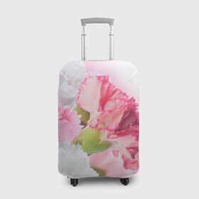 Чехол для чемодана 3D с принтом Белые и розовые цветы в Санкт-Петербурге, 86% полиэфир, 14% спандекс | двустороннее нанесение принта, прорези для ручек и колес | лепестки | прикольные картинки | цветочки | цветы