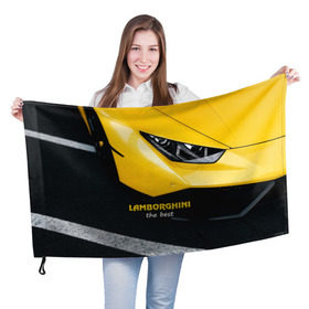 Флаг 3D с принтом Lamborghini the best в Санкт-Петербурге, 100% полиэстер | плотность ткани — 95 г/м2, размер — 67 х 109 см. Принт наносится с одной стороны | авто | автомобиль | ламборгини