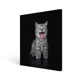 Холст квадратный с принтом Весёлый котик в Санкт-Петербурге, 100% ПВХ |  | кот | кошка | прикол
