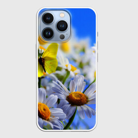 Чехол для iPhone 13 Pro с принтом Ромашки и бабочка в Санкт-Петербурге,  |  | бабочки | лето | природа | ромашки | цветы