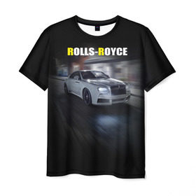 Мужская футболка 3D с принтом Rolls-Royce в Санкт-Петербурге, 100% полиэфир | прямой крой, круглый вырез горловины, длина до линии бедер | Тематика изображения на принте: rolls royce | авто | автомобиль | роллс ройс