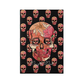 Обложка для паспорта матовая кожа с принтом Мексиканский череп в Санкт-Петербурге, натуральная матовая кожа | размер 19,3 х 13,7 см; прозрачные пластиковые крепления | день мертвых | мексика | паттерн | традиция | узоры | цветы