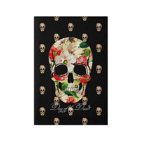 Обложка для паспорта матовая кожа с принтом Мексиканский череп в Санкт-Петербурге, натуральная матовая кожа | размер 19,3 х 13,7 см; прозрачные пластиковые крепления | день мертвых | мексика | паттерн | темный | традция | узоры | цветочный | цветы