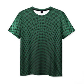 Мужская футболка 3D с принтом Парящие кружки в Санкт-Петербурге, 100% полиэфир | прямой крой, круглый вырез горловины, длина до линии бедер | абстракция | зеленый | круги | объем | стиль | тень