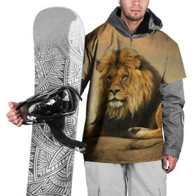 Накидка на куртку 3D с принтом Величиственый лев в Санкт-Петербурге, 100% полиэстер |  | царь зверей