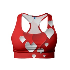 Женский спортивный топ 3D с принтом Сердца в Санкт-Петербурге, 82% полиэстер, 18% спандекс Ткань безопасна для здоровья, позволяет коже дышать, не мнется и не растягивается |  | heart | любовь | сердце
