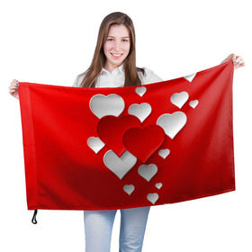 Флаг 3D с принтом Сердца в Санкт-Петербурге, 100% полиэстер | плотность ткани — 95 г/м2, размер — 67 х 109 см. Принт наносится с одной стороны | heart | любовь | сердце