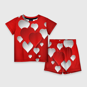 Детский костюм с шортами 3D с принтом Сердца в Санкт-Петербурге,  |  | heart | любовь | сердце