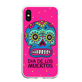 Чехол для iPhone XS Max матовый с принтом Мексиканский череп в Санкт-Петербурге, Силикон | Область печати: задняя сторона чехла, без боковых панелей | день мертвыхб сахарный череп | мексика | традиция | узоры | цветы