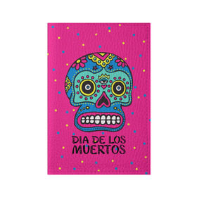 Обложка для паспорта матовая кожа с принтом Мексиканский череп в Санкт-Петербурге, натуральная матовая кожа | размер 19,3 х 13,7 см; прозрачные пластиковые крепления | день мертвыхб сахарный череп | мексика | традиция | узоры | цветы