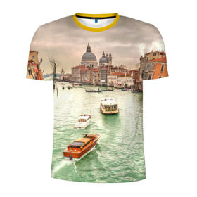 Мужская футболка 3D спортивная с принтом Венеция в Санкт-Петербурге, 100% полиэстер с улучшенными характеристиками | приталенный силуэт, круглая горловина, широкие плечи, сужается к линии бедра | 