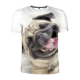Мужская футболка 3D спортивная с принтом Смешная собачка в Санкт-Петербурге, 100% полиэстер с улучшенными характеристиками | приталенный силуэт, круглая горловина, широкие плечи, сужается к линии бедра | прикол | смешная | смешно | собака | язык