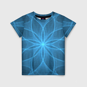 Детская футболка 3D с принтом Синяя звезда в Санкт-Петербурге, 100% гипоаллергенный полиэфир | прямой крой, круглый вырез горловины, длина до линии бедер, чуть спущенное плечо, ткань немного тянется | дуга | звезда | линии | синий | узор | цветок