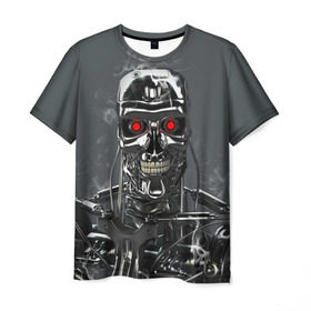 Мужская футболка 3D с принтом Терминатор 2 в Санкт-Петербурге, 100% полиэфир | прямой крой, круглый вырез горловины, длина до линии бедер | terminator | арнольд шварценнегер | боевик | робот