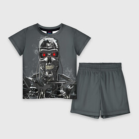 Детский костюм с шортами 3D с принтом Терминатор 2 в Санкт-Петербурге,  |  | Тематика изображения на принте: terminator | арнольд шварценнегер | боевик | робот