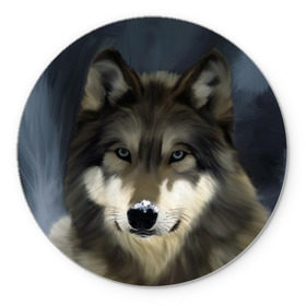 Коврик круглый с принтом Картина волк в Санкт-Петербурге, резина и полиэстер | круглая форма, изображение наносится на всю лицевую часть | волк | животные | собака