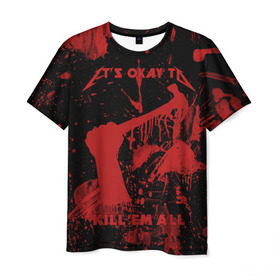 Мужская футболка 3D с принтом Kill `Em All в Санкт-Петербурге, 100% полиэфир | прямой крой, круглый вырез горловины, длина до линии бедер | металлика
