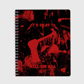 Тетрадь с принтом Kill Em All в Санкт-Петербурге, 100% бумага | 48 листов, плотность листов — 60 г/м2, плотность картонной обложки — 250 г/м2. Листы скреплены сбоку удобной пружинной спиралью. Уголки страниц и обложки скругленные. Цвет линий — светло-серый
 | Тематика изображения на принте: металлика