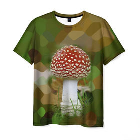 Мужская футболка 3D с принтом Мухоморчик в Санкт-Петербурге, 100% полиэфир | прямой крой, круглый вырез горловины, длина до линии бедер | гриб | камуфляж | лес | мухомор | поганка | яд | ядовитый