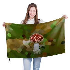 Флаг 3D с принтом Мухоморчик в Санкт-Петербурге, 100% полиэстер | плотность ткани — 95 г/м2, размер — 67 х 109 см. Принт наносится с одной стороны | гриб | камуфляж | лес | мухомор | поганка | яд | ядовитый