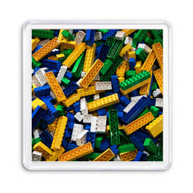 Магнит 55*55 с принтом Конструктор LEGO в Санкт-Петербурге, Пластик | Размер: 65*65 мм; Размер печати: 55*55 мм | Тематика изображения на принте: игрушка | конструктор | лего
