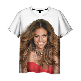 Мужская футболка 3D с принтом Jennifer Lopez в Санкт-Петербурге, 100% полиэфир | прямой крой, круглый вырез горловины, длина до линии бедер | 