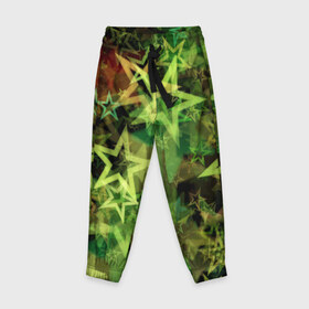 Детские брюки 3D с принтом Зеленые звезды в Санкт-Петербурге, 100% полиэстер | манжеты по низу, эластичный пояс регулируется шнурком, по бокам два кармана без застежек, внутренняя часть кармана из мелкой сетки | звезды | космос | небо